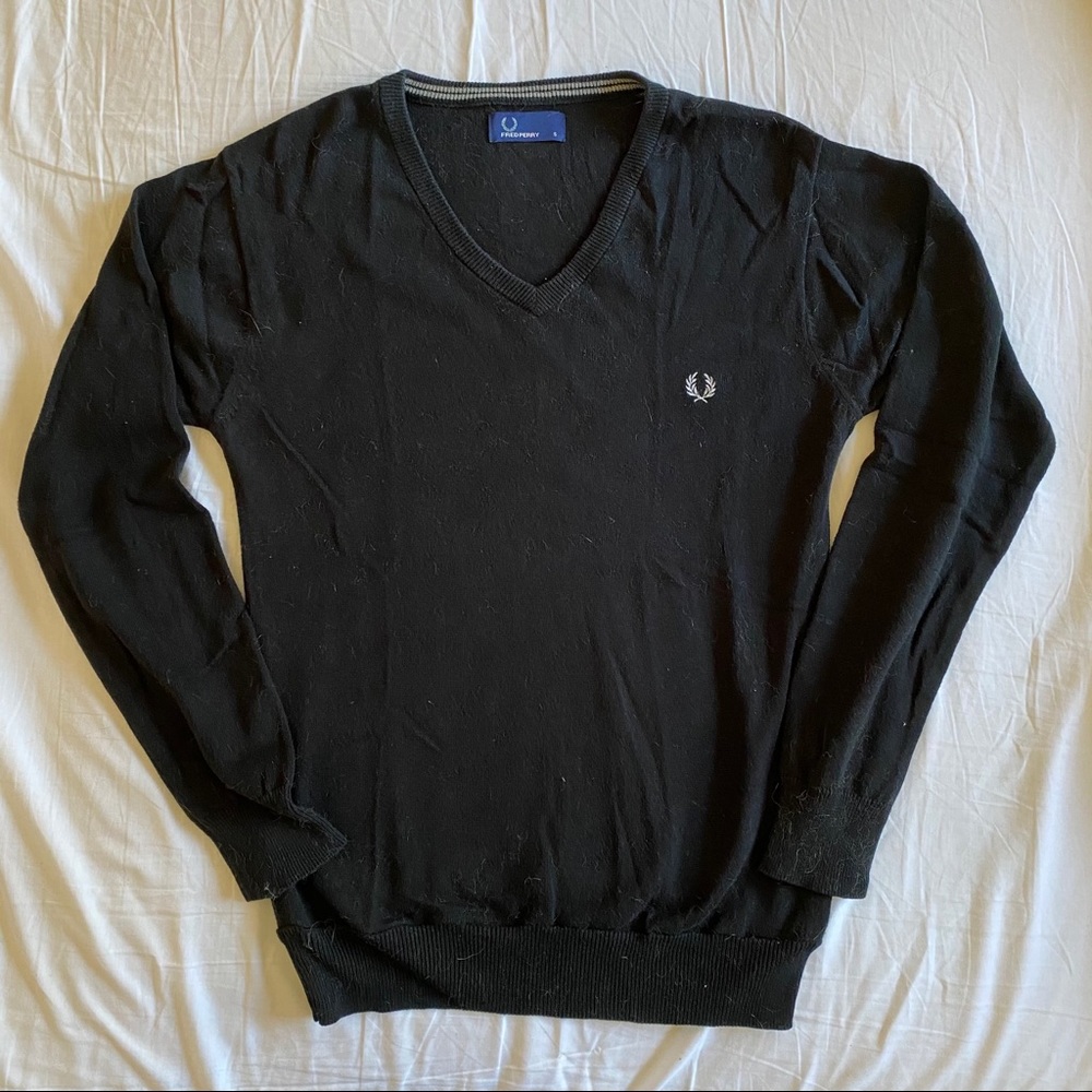 Black Fred Perry V-Neck Jumper / Sweater